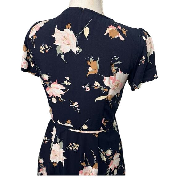 Abercrombie Fitch Wrap Dress Womens Extra Small Blue Floral V Neck Short Sleeve - Picture 11 of 13